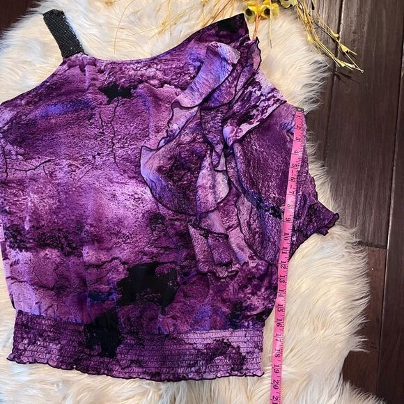 Lane Bryant purple and black cold shoulder blouse sz 18/20 - Picture 5 of 5